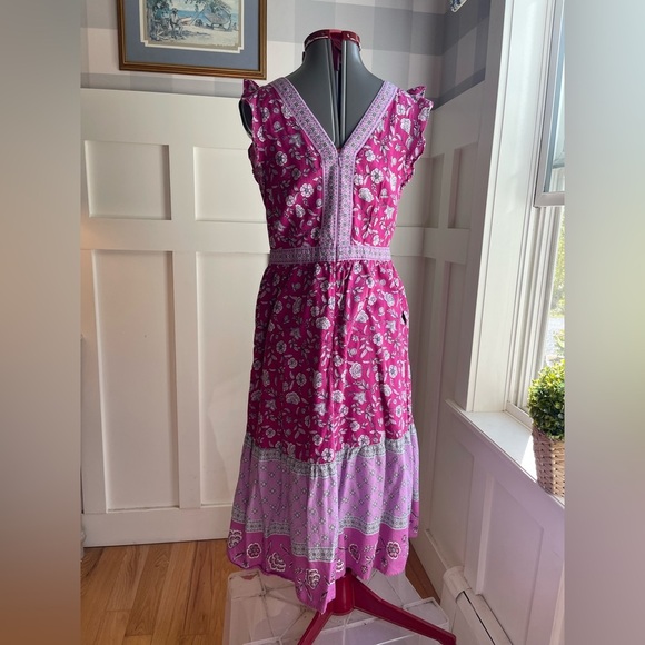 LOFT Pink and White Floral Maxi Dress Size 10 - Picture 9 of 11
